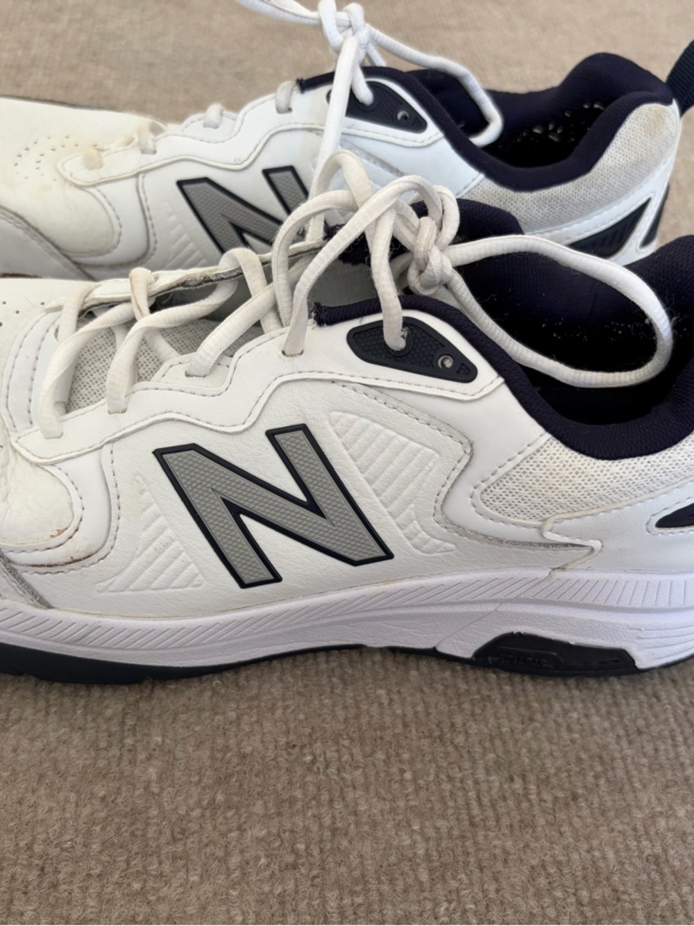 New Balance White and Navy Mens Sneakers